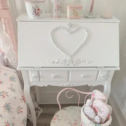 European French Vintage Carved Princess Dressing Table Makeup Table Girl Heart Pink Dressing Table Small Unit Makeup Cabinet