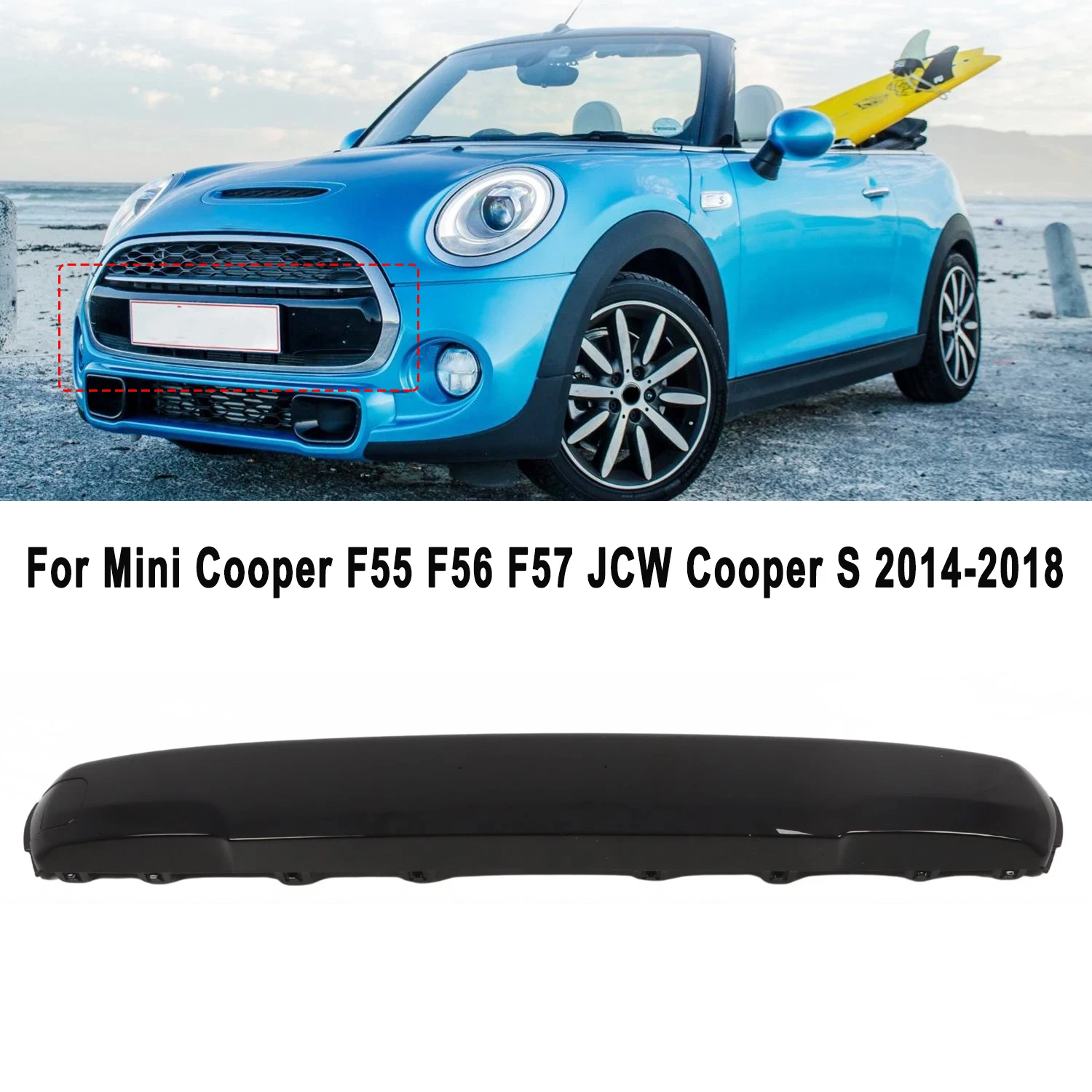 

51117337791 Крышка передней решетки номерного знака черная под решеткой для BMW Mini Cooper F55 F56 F57 JCW Cooper S 2014-2018