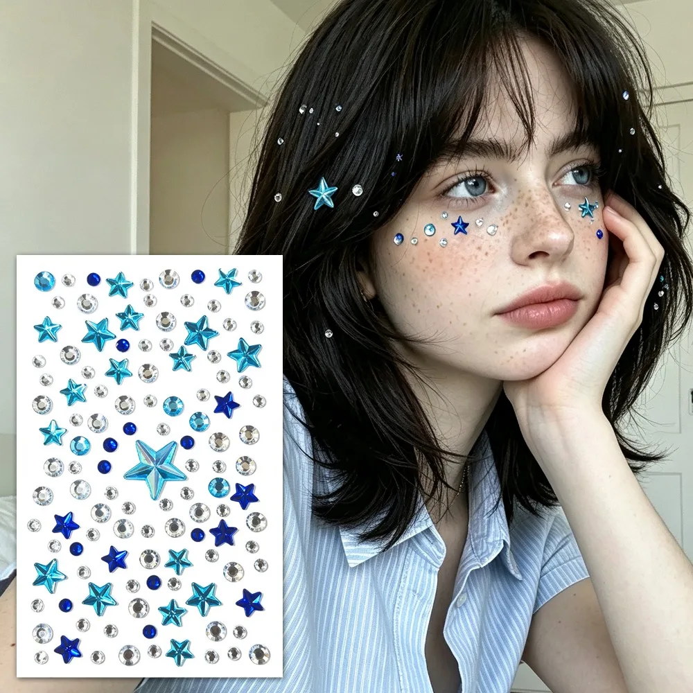 Blue Star Self-Adhesive Rhinestone Stickers Colorful Crystal Jewel Stickers Scrapbooking Phone Case Card Making Nail Art Decor