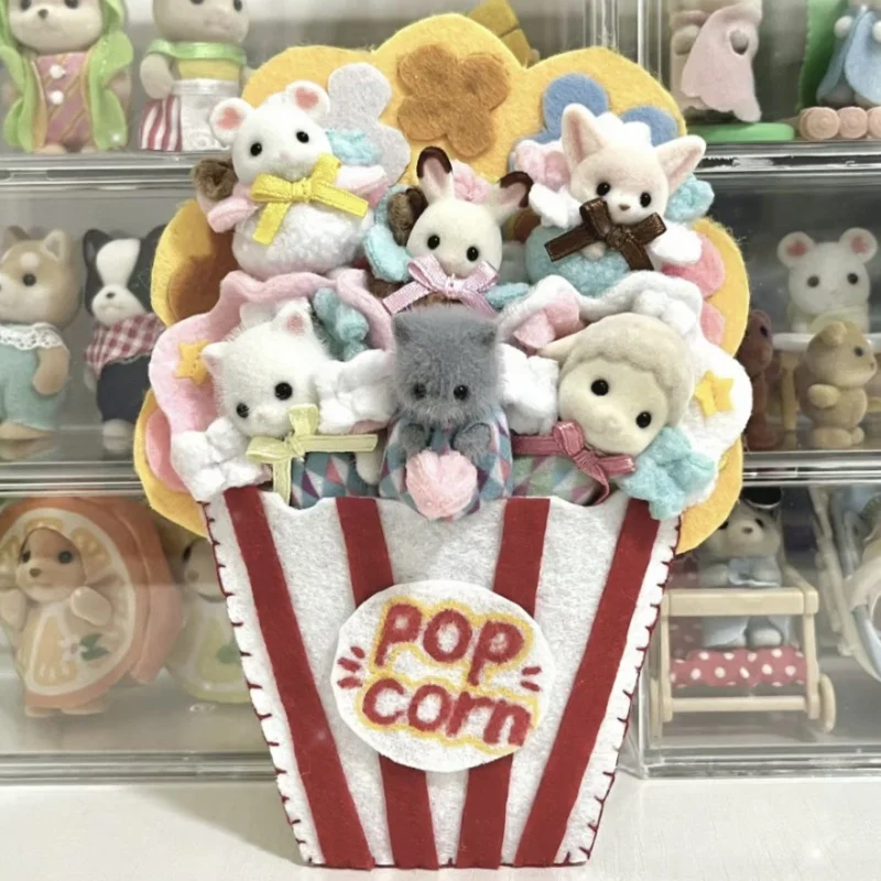 Hot Exclusive Collection Simulation Forest Doll Family Cinema Popcorn Set Cute Doll Toys Decoration Collection Gifts