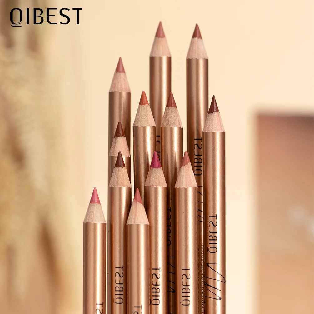 QIBEST Lip Liner Pencil Set 12 Colors Matte Lipstick Pencil Waterproof Non-Stick Lip Tint Long Lasting Makeup Cosmetic For Women