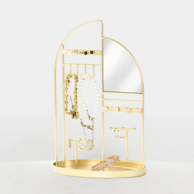 Ring storage, iron box, glass material, clean desktop, dust-proof, layered, visible design, jewelry rack