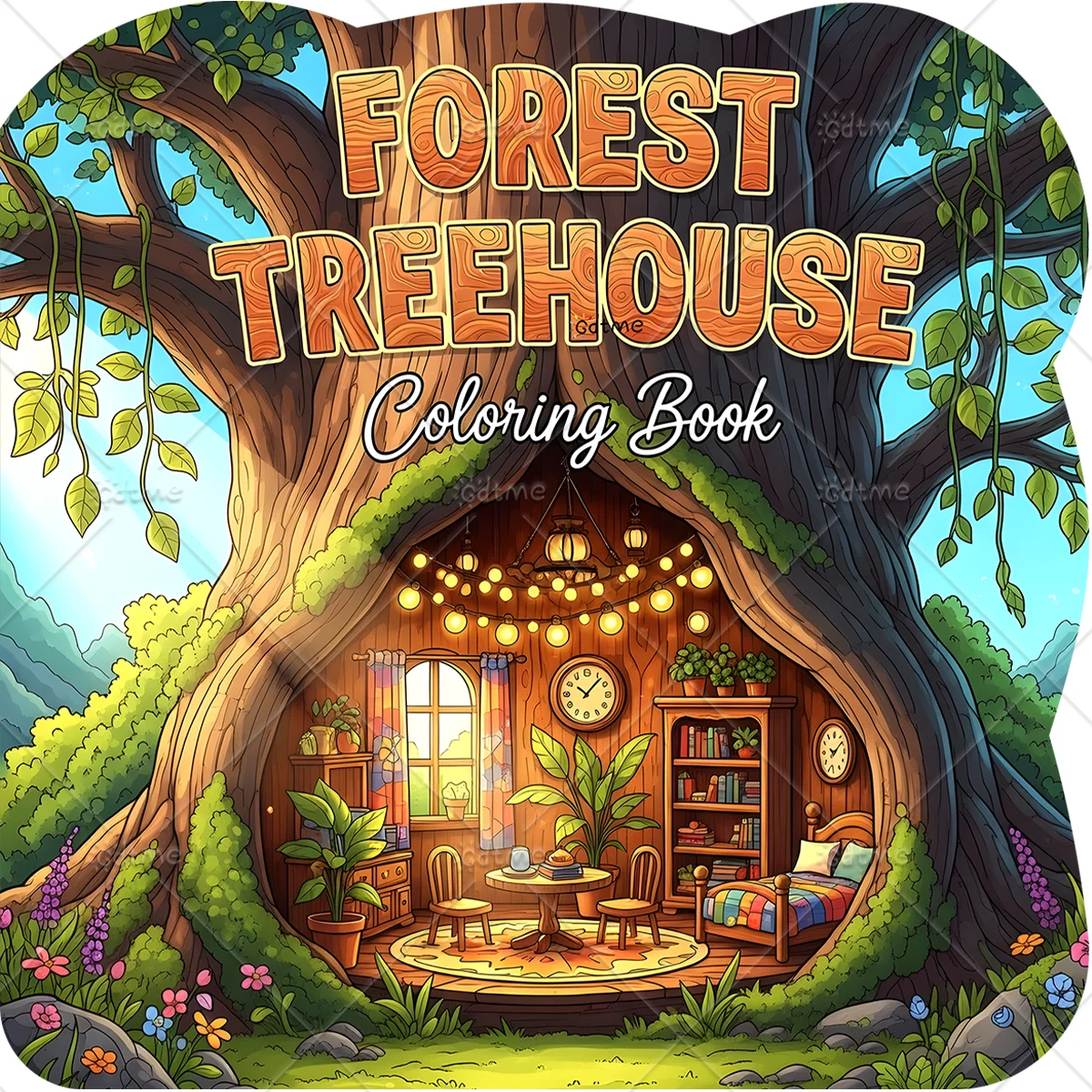 FOREST TREEHOUSE Coloring Book for Adult Cute Cozy Daily Activities Irregular Patterns for Relaxation (Cozy Spaces Coloring