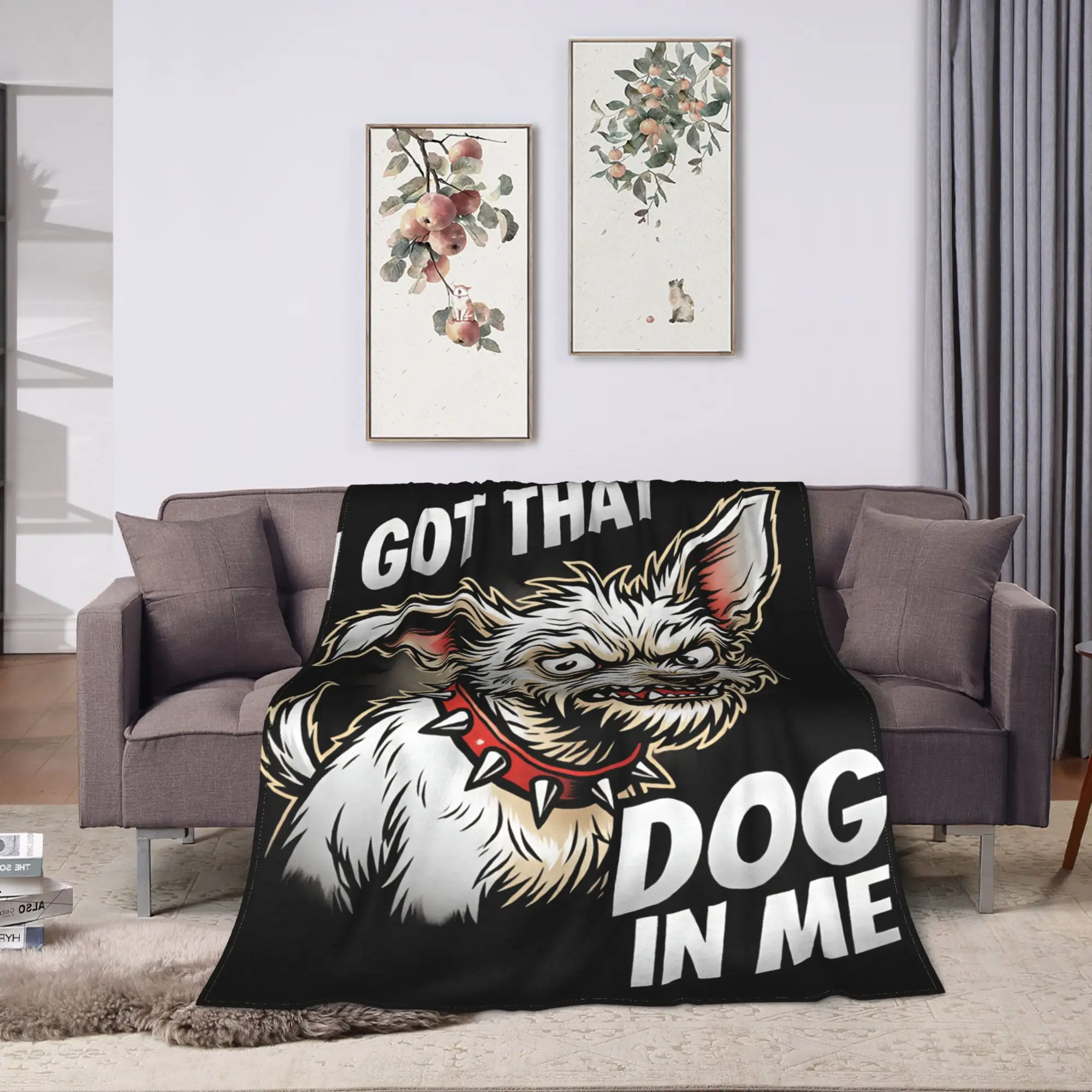I Got That Dog In Me Funny Angry Dog Meme Blankets Boy Girl  Flannel Throw Blanket For Outdoor Super Soft DIY Quality Gift Gift