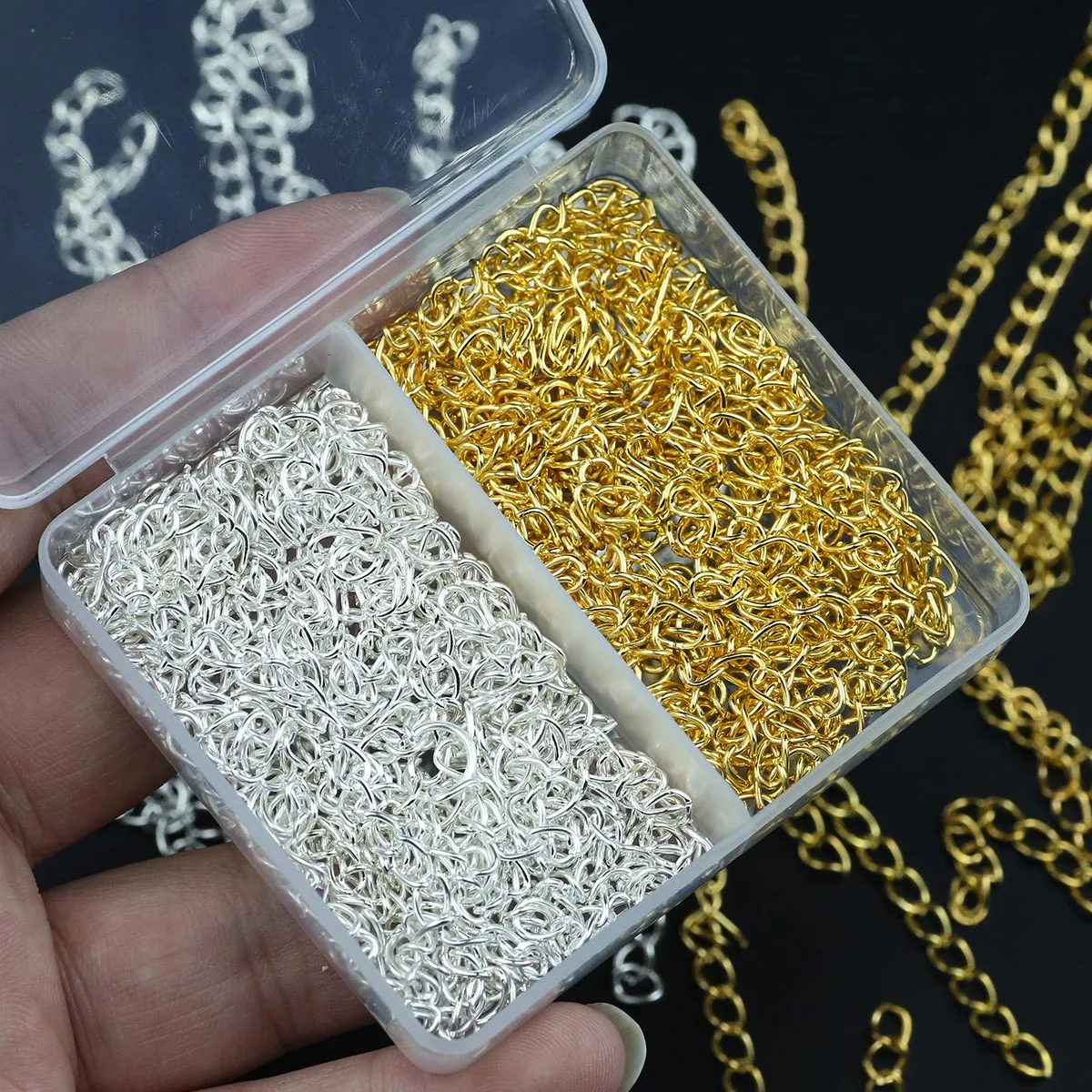 Boxed Golden Silvery 44pcs 7Cm Extension Chains Set For Jewelry Making Kit DIY Handmade Bracelets Necklaces Crafting Accessories