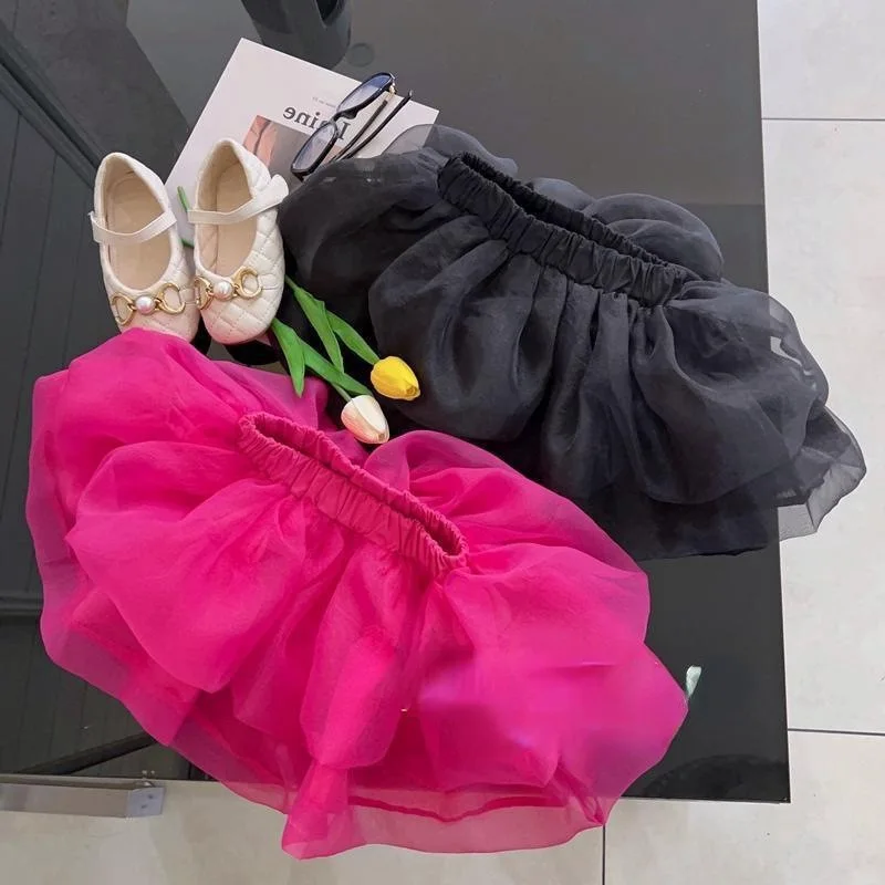 Girls Summer Dress Short Skirt Baby Foreign Style Children Korean Internet Celebrity Fashionable Fairy Fluffy Mesh Cake Skirt