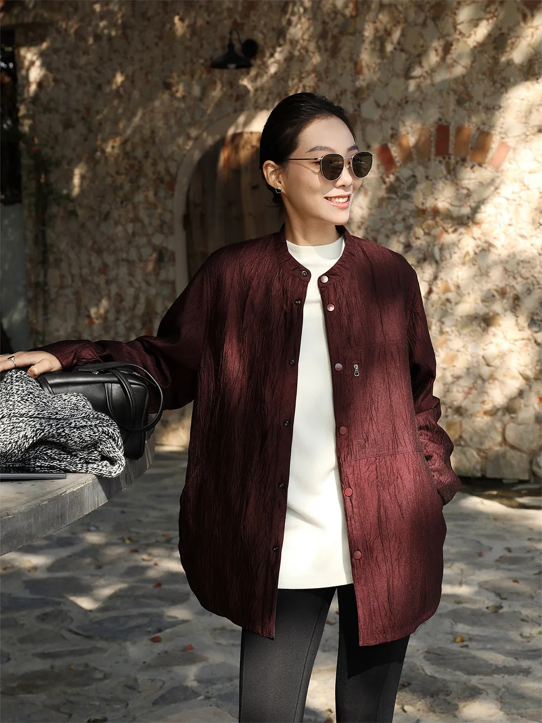 

Двусторонний красно-коричневый кардиган на одной пуговице, женская свободная универсальная верхняя одежда, новинка весны, комфортный хлопок