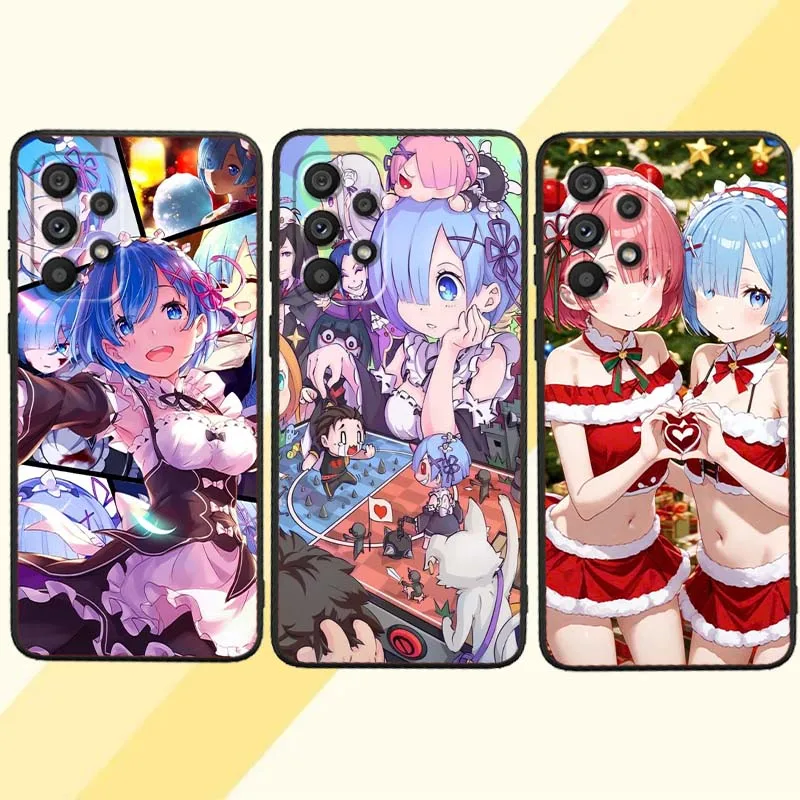 

Anime Rem Girl Phone Case For Samsung A73 A72 A71 A55 A54 A53 A52 A51 A13 A22 A16 A15 A12 A14 A05 A06 5G Black