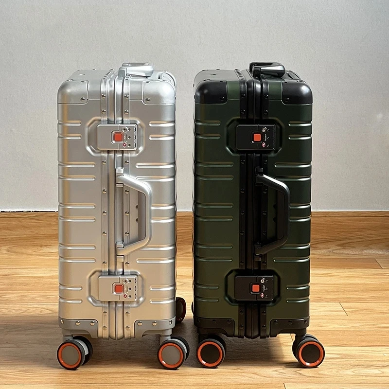 100% Aluminum-magnesium Alloy Travel Rolling Luggage 20/24/29 Inch Trolley Luggage Carry-On Cabin Brand Travel Suitcase