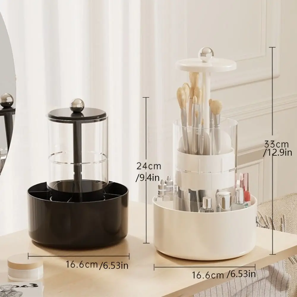 Portapennelli per Trucco a 4 Scomparti con Base Girevole, Scatola di Stoccaggio Cosmetica Multiuso in Plastica di Grande Capacità