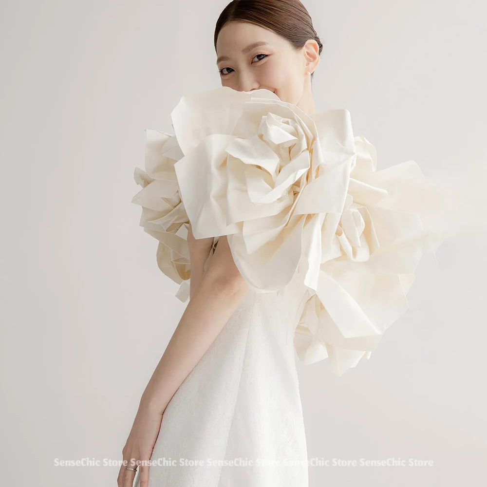 Gaun Pengantin Satin Korea Bunga 3D Sederhana Mermaid terlaris 2025 gaun resepsi pernikahan pesanan khusus