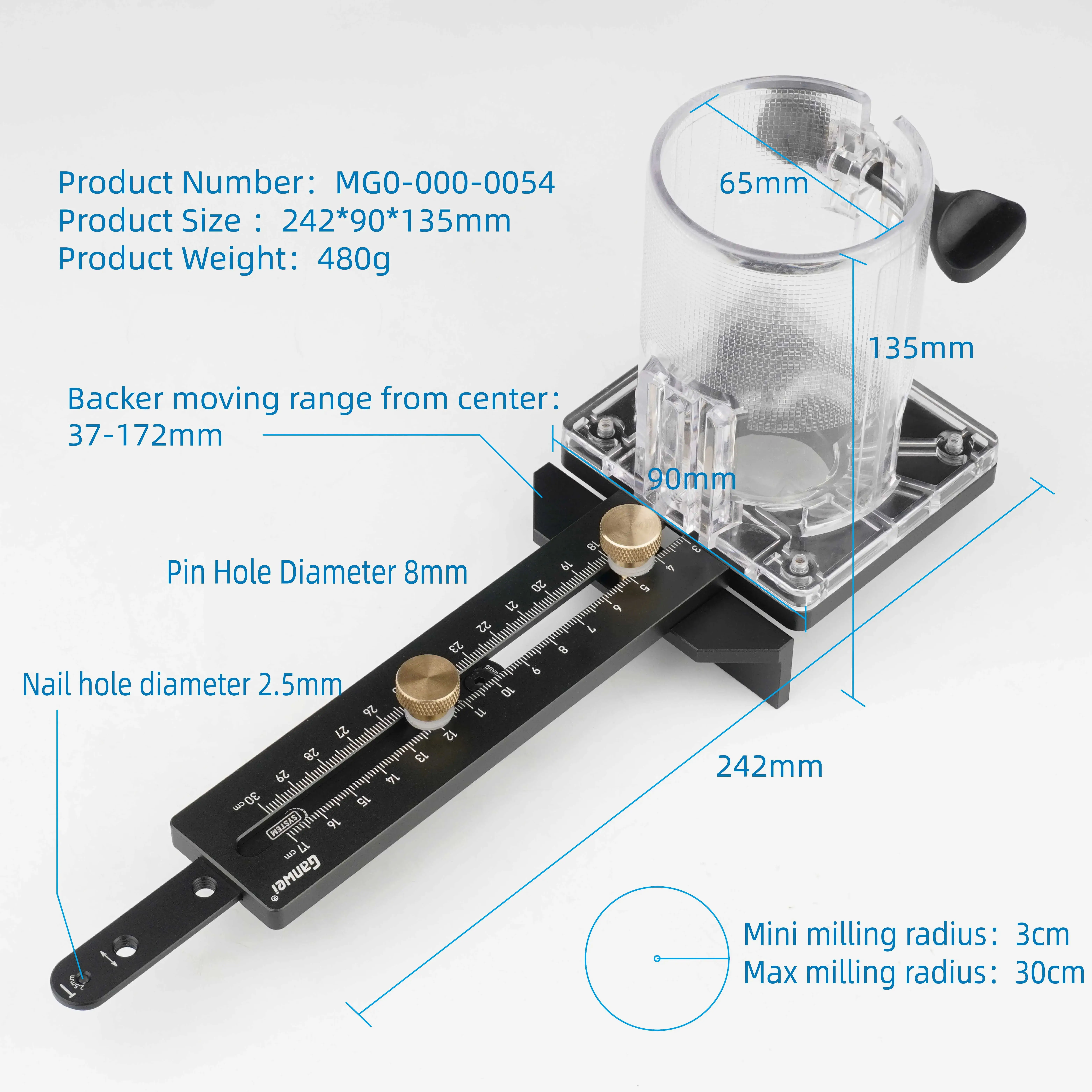 Woodworking Circular Cutting Electric Trimming Machine Fixture Woodworking Milling Circular Groove Base Scale DIY Tool