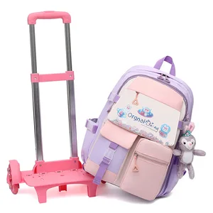 Детские школьные ранцы на колесиках для девочек, детские рюкзаки на колесиках, чемодан на колесиках, рюкзак на колесиках, школьные сумки