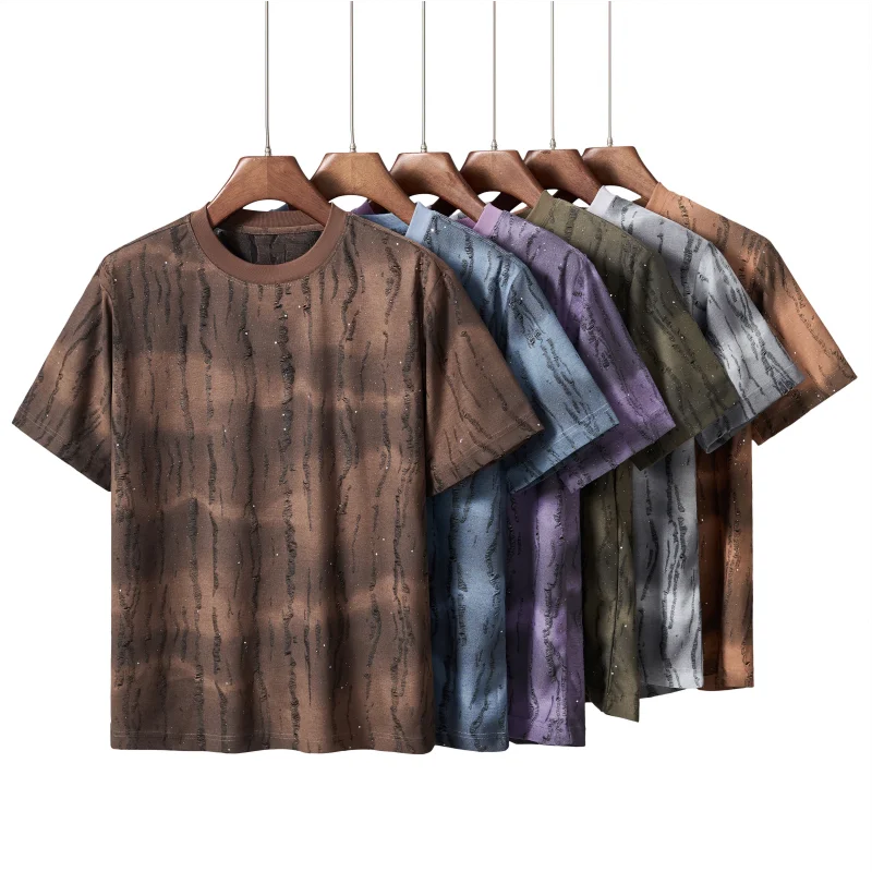 Custom T-shirt free print logo images vintage Distressed Short sleeves tee cultural shirts men's women's Casual Tear clothes