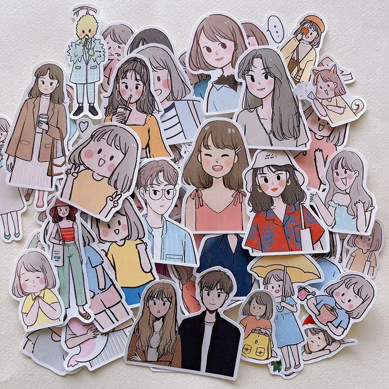 60pcs Korean Ins Hand-painted Stickers For Boys Girls Decorated With Waterproof Small Patterns For Girls' Daily Hand Account