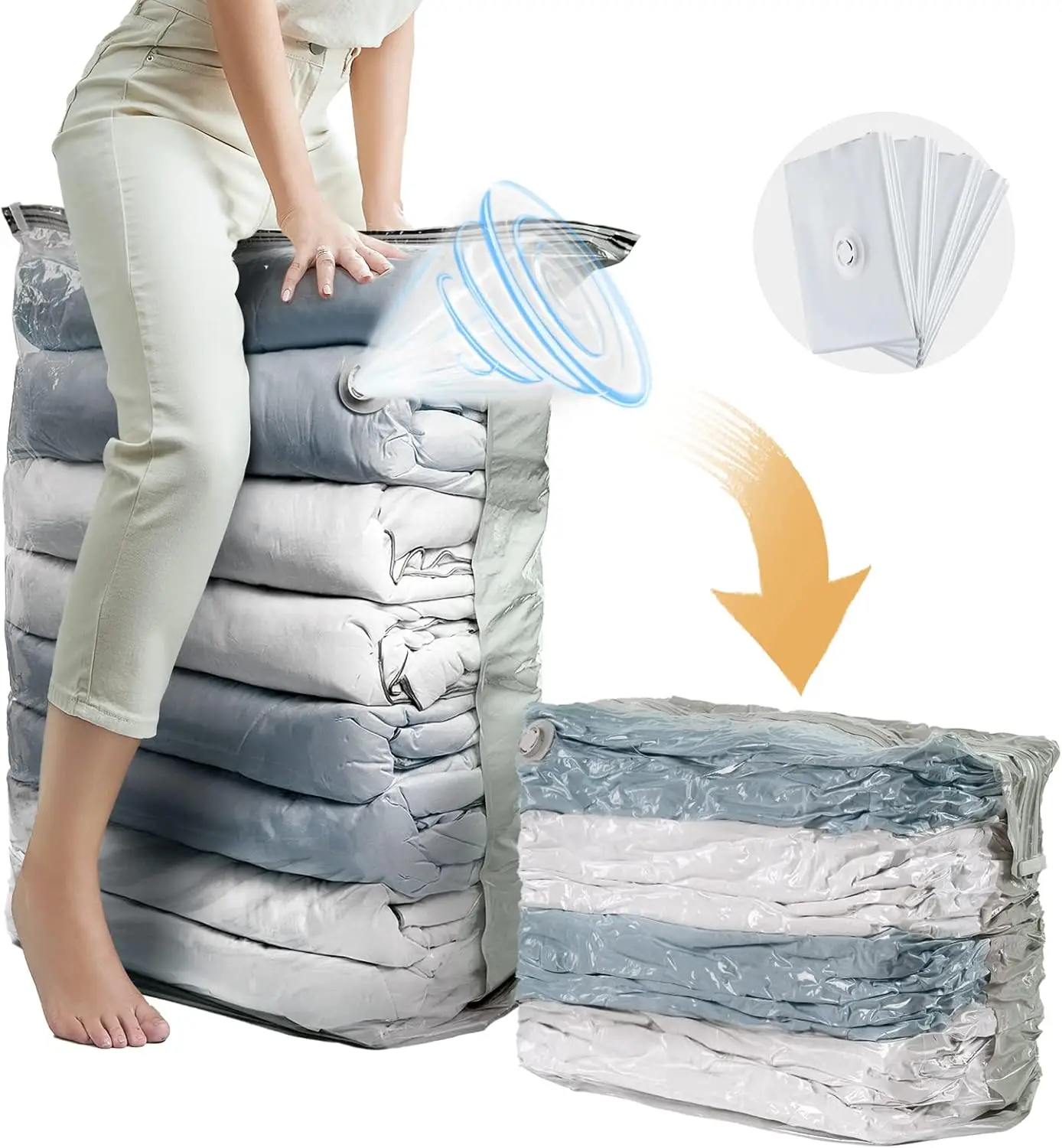 Vacuum Storage Bags Vacuum Seal Bags for Clothing, Bedding, Blanket, Space Saving Closet Organization