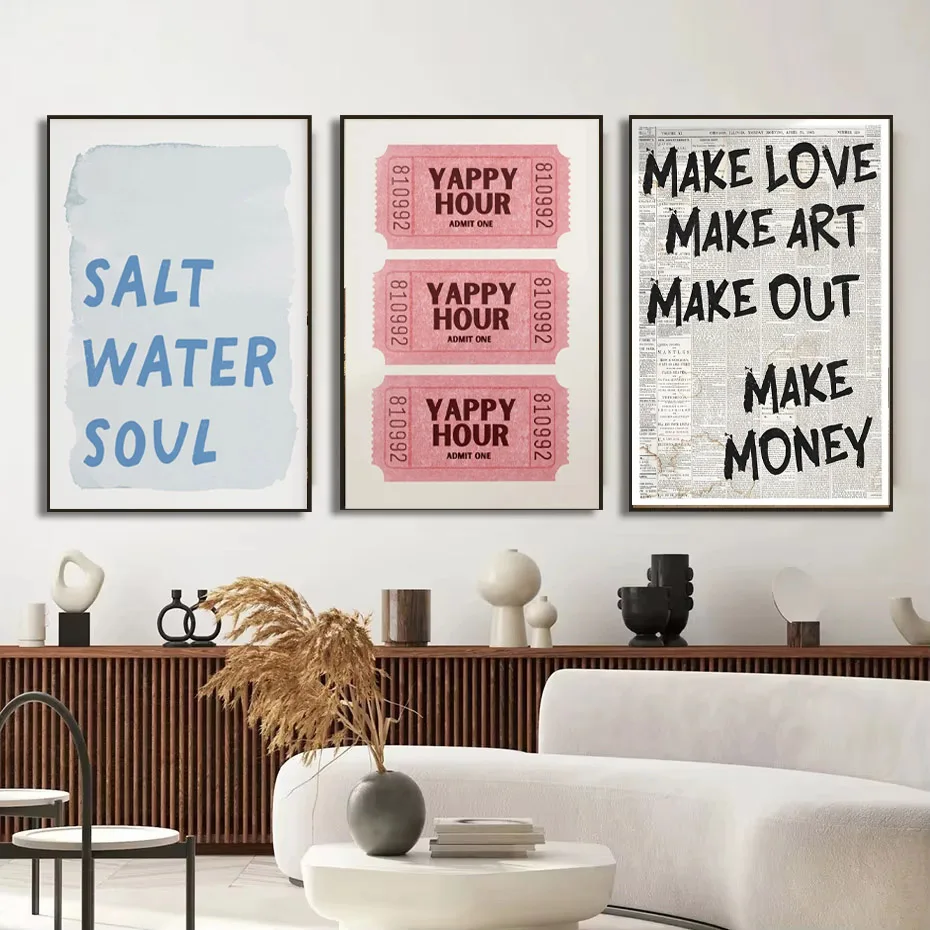 1pc Simple Trendy Text Printing Poster, Simple Canvas Wall Decoration, Modern Art Home Decoration, Living Room Decoration