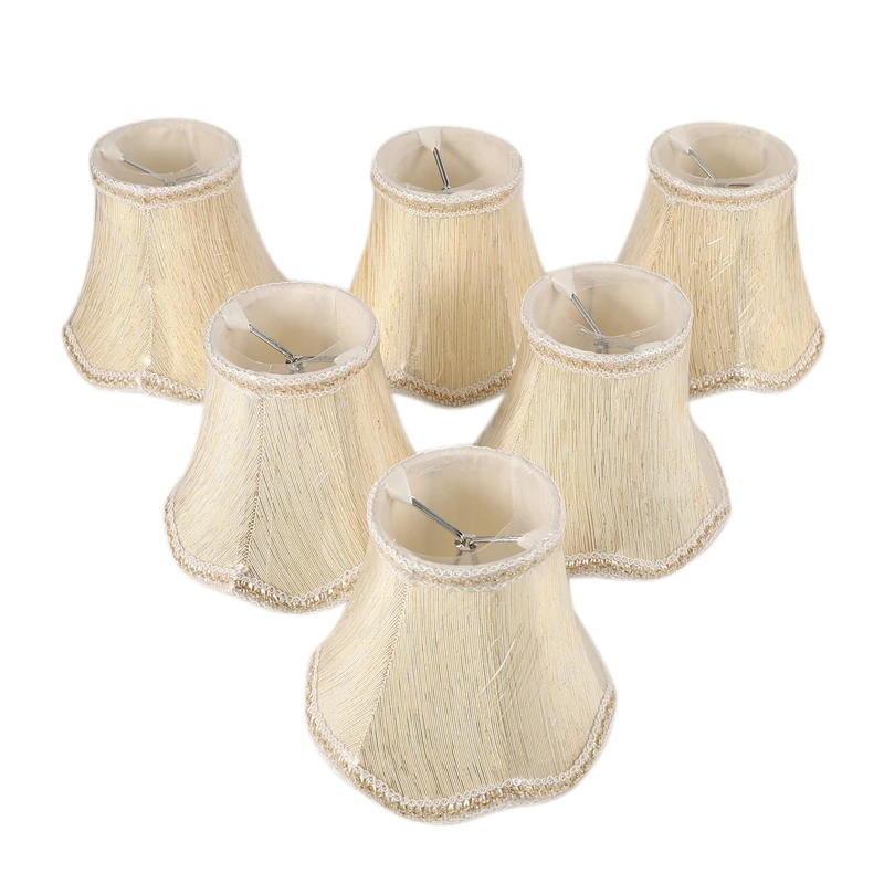 Set Of 6 Chandelier Shades,ONLY For Candle Bulbs,Clip-On Fitter Lamp Shades