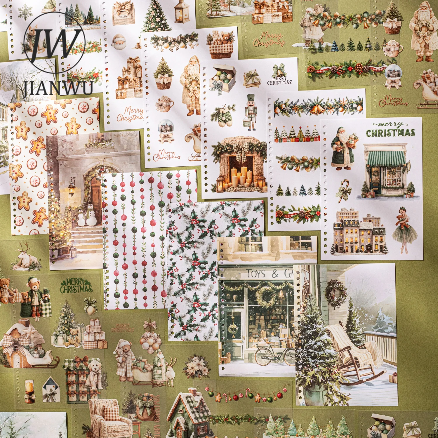 JIANWU Vintage Christmas Tree Decoration Landscape Material Collage Scrapbooking Sticker Book Creative DIY Journal Stationery