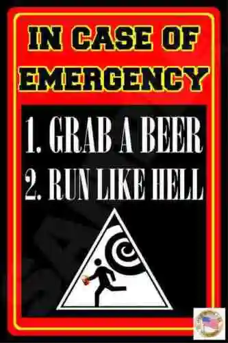 FUNNY MAN CAVE METAL SIGN 8X12 TIKI BAR EMERGENCY HURRICANE EVACUATION PLAN