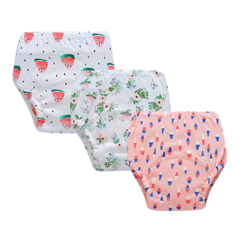 

3 шт., тренировочные штаны для новорожденных, детские шорты, цветное моющееся нижнее белье с принтом, тканевые подгузники для мальчиков и девочек, многоразовые подгузники, вещи для младенцев