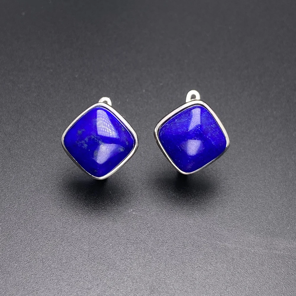 NONE Eleganter natürlicher Larimar-Ohrring aus Sterlingsilber, Lapis-Malachit, Aquamarin-Sodalith-Edelstein, 10 mm, für Damen, Party-Geschenk 10