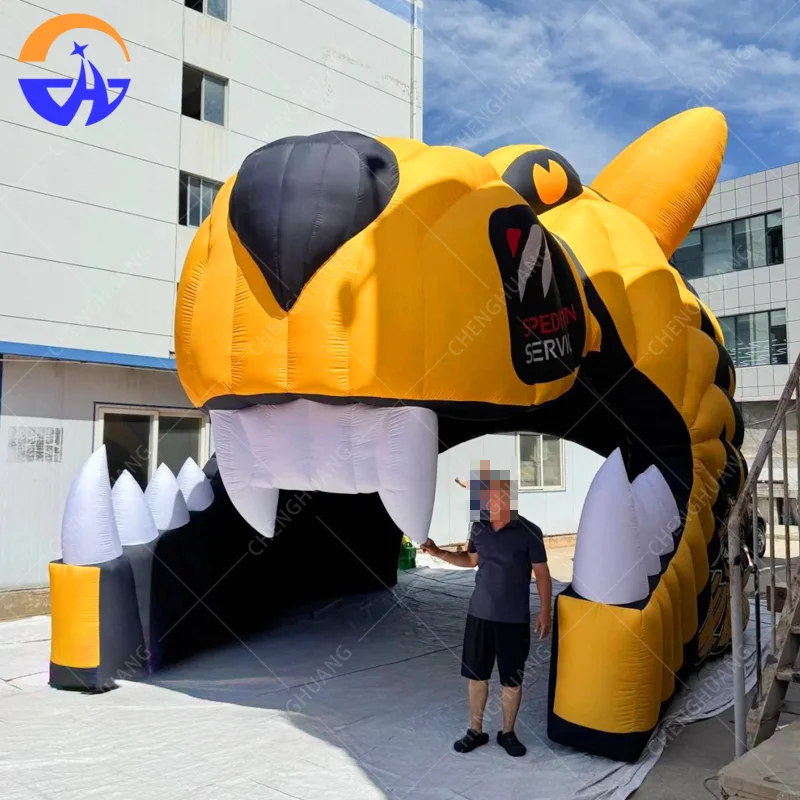 Customized Giant Inflatable Tiger Tunnel Arch Entrance Model, Decoration Prop for Animal Themed Advertising Events