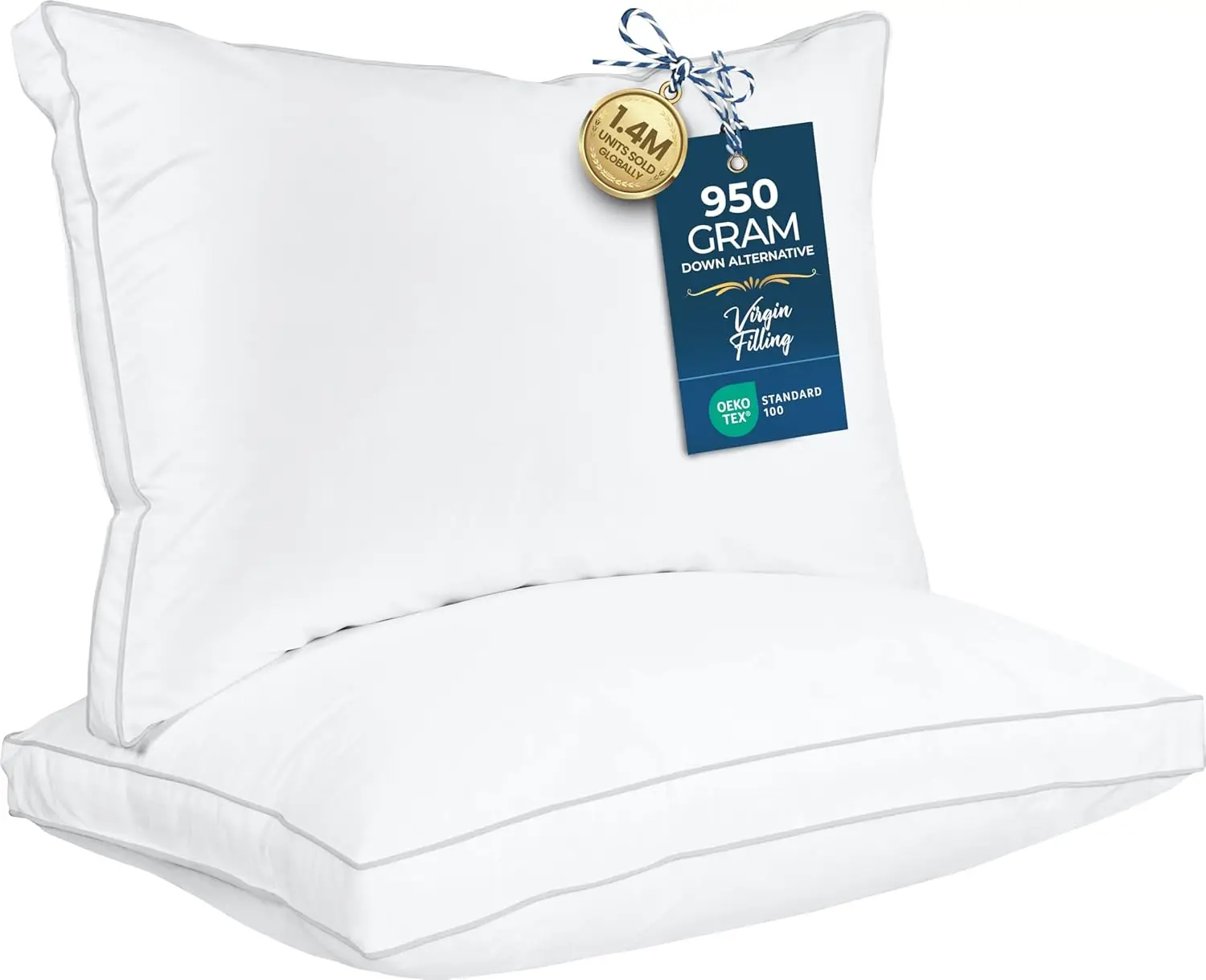 

Standard Size Soft Fluffy Cooling Pillows Set of 2, Hotel Quality Gusseted Design for All Sleepers