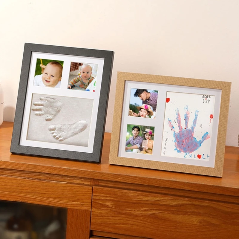 Pet Remembrances Display Frame Set with Paws Print Clay Area and Two Photo Openings for Dog and Cats Owners Home Y5GB