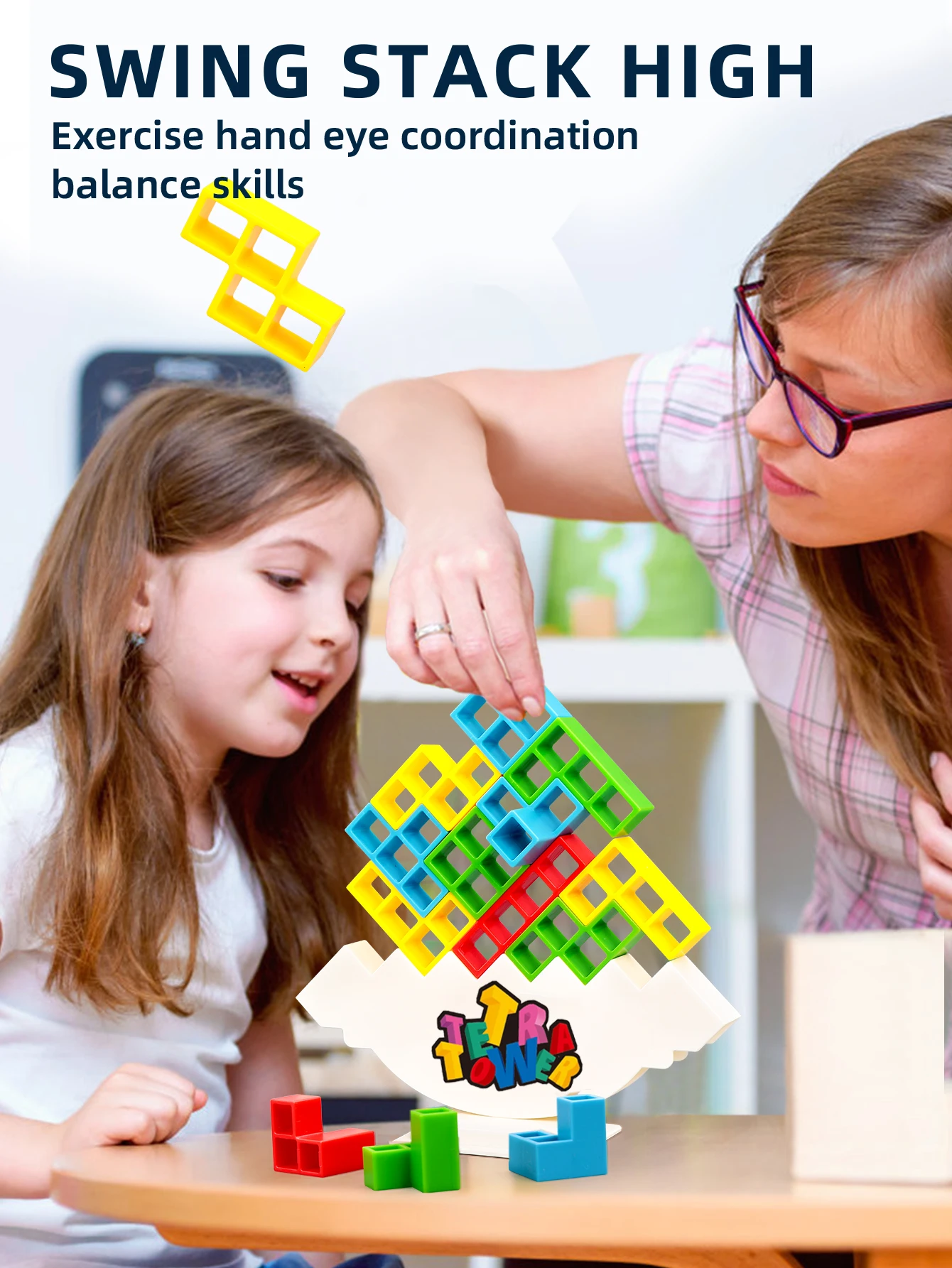لعبة الطاولة المتوازنة للأطفال، موسيقى مكعبات البناء الروسية، ألعاب تفاعلية لشخصين، لعبة الطاولة