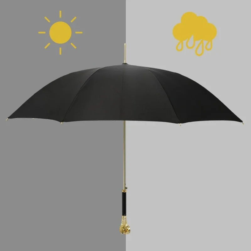 Chinese Zodiac Umbrella Luxury Gold Business Parasol Retrp Long Handle Umbrella Creative Animal Head Big Rainy Sunny Umbrellas