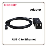 OBSBOT USB-C to Ethernet Adapter 10 100 Mbps Power Over Ethernet (PoE) Support Dual Ethernet USB-C Interface for Tail Air PC