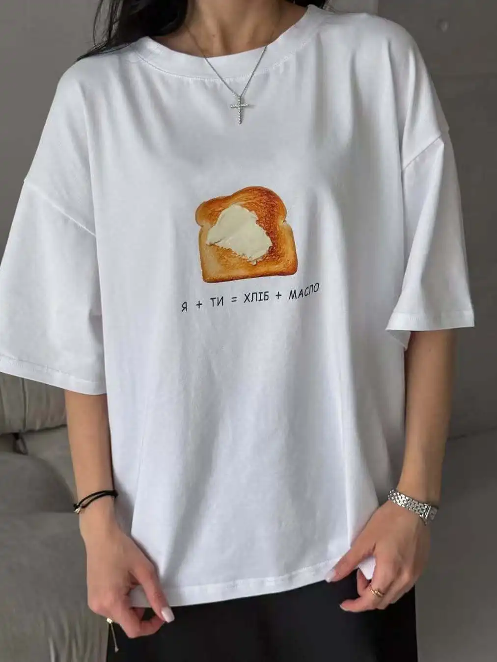 

Toast Cute Printed Easy Tee Russian Girls 100% Pure Cotton Oversize T-shirts Hip Hop Street Fashion Lovely Summer Top Large Size