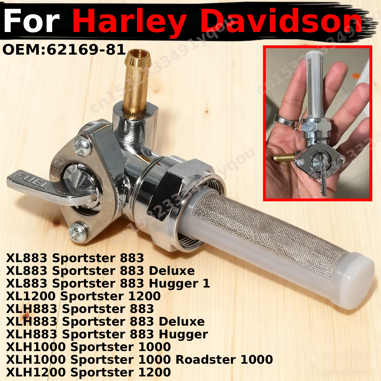 

Fit for Harley Davidson XL883 XL1200 XLH883 XLH1000 XLH1200 Sportster Motorcycle Fuel Tank Switch Valve Petcock Tap OEM:62169-81