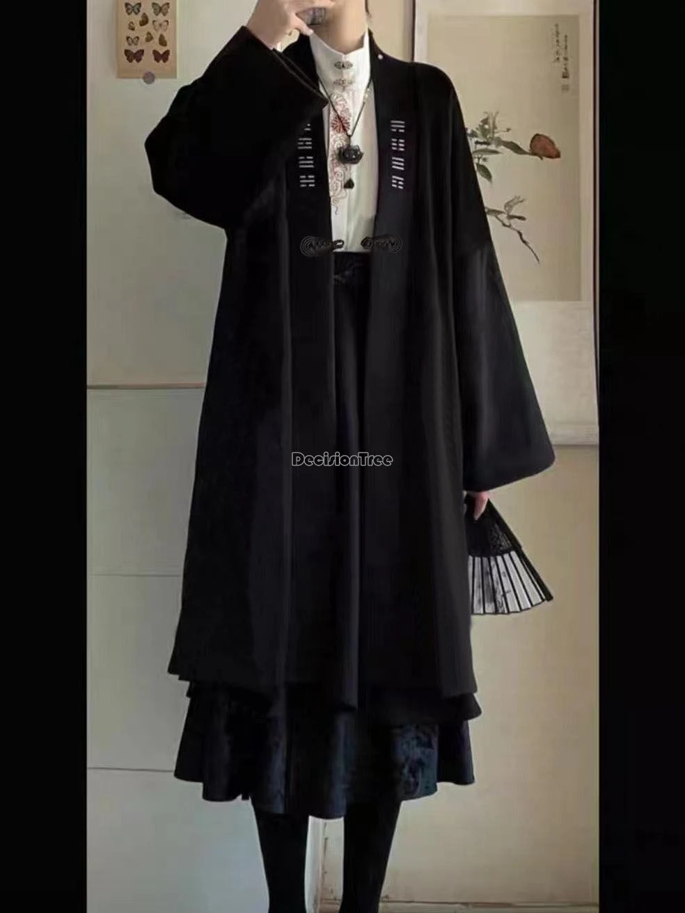 2025 unisex Chinese stijl borduurvest dikker katoen lange lengte anicent stijl jas elegante casual dagelijkse veelzijdige jas