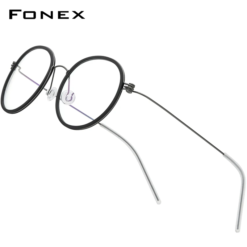 

FONEX B Titanium Glasses Frame Men Round Frames Women Eyeglasses 2024 New Korean Screwless Eyewear Antiskid Spectacles 7512