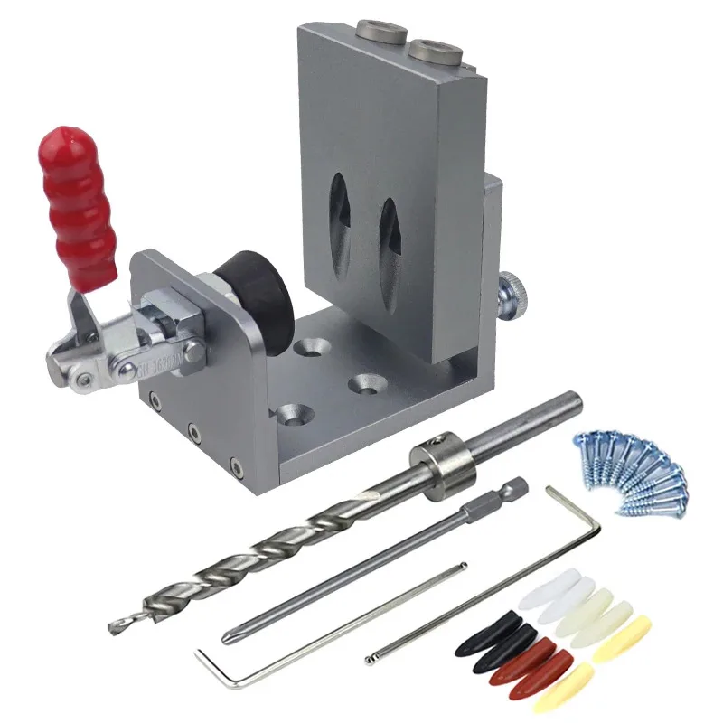 Quick Inclined Hole Doweling Jig Kit 15 Degrees Pocket Hole Jig With Push-pull Clamp Locator Hole Puncher Woodworking Tools