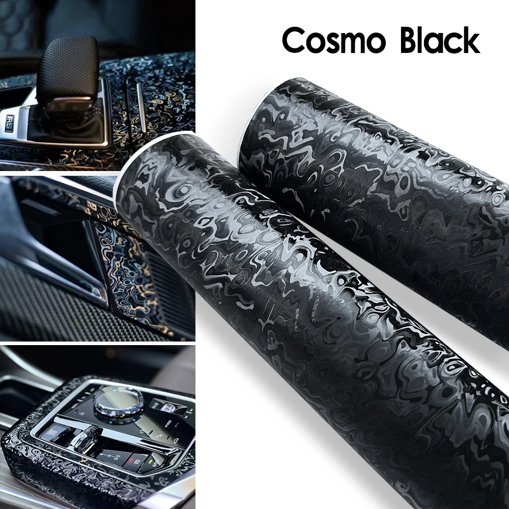 

Black Forged Carbon Fiber Vinyl Wrap For Car Motorcycle Cosmic Ghost Vinyl Wrapping Film Car Stickers Color Change Film for Auto