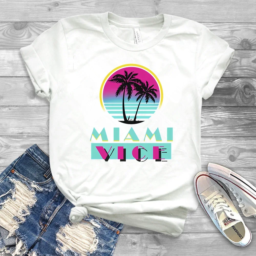 2020 MIAMI VICE TV Series Shirt Miami Vice Archer Retro Vintage Neon 80s Retrowave Synthwave T-Shirt Women Clothes