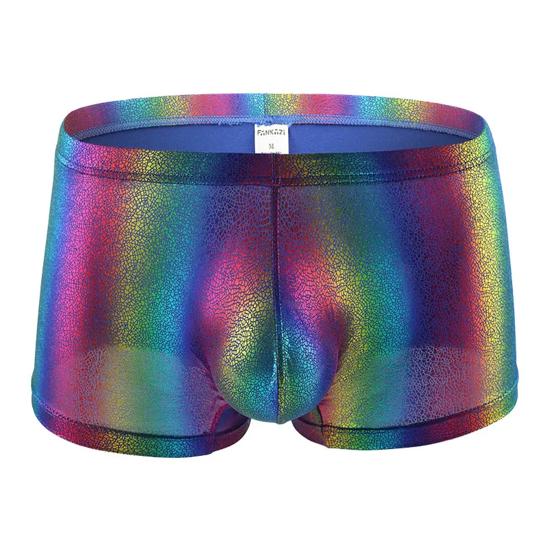 Manufacturer wholesale rainbow men's boxers nylon casual U convex bag breathable low waist F1204
