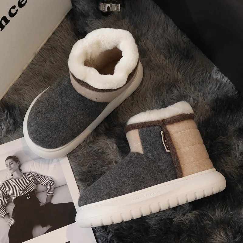 Cotton Slippers For Men Winter Warm Snow Boots Thick Wrap Heels Home Slipper Man Indoor Anti Slip High Top Cold Resistant Shoes