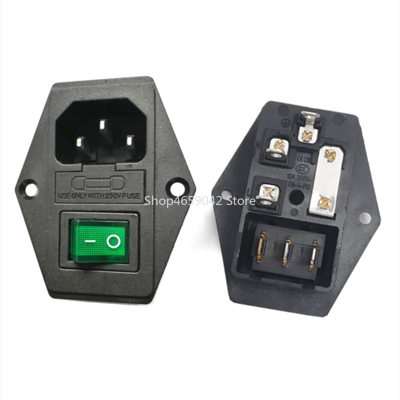 1set 10A 250V Inlet Module Plug Fuse Rocker Switch Male Power Socket 3 Pin IEC320 C14 Switch Kits