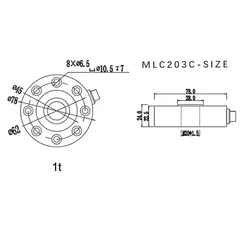MLC203C Feeder Scale Test Machine Round Compression Force Sensor Load Cell 3 TON 0.05% Accuracy Thread Assembly