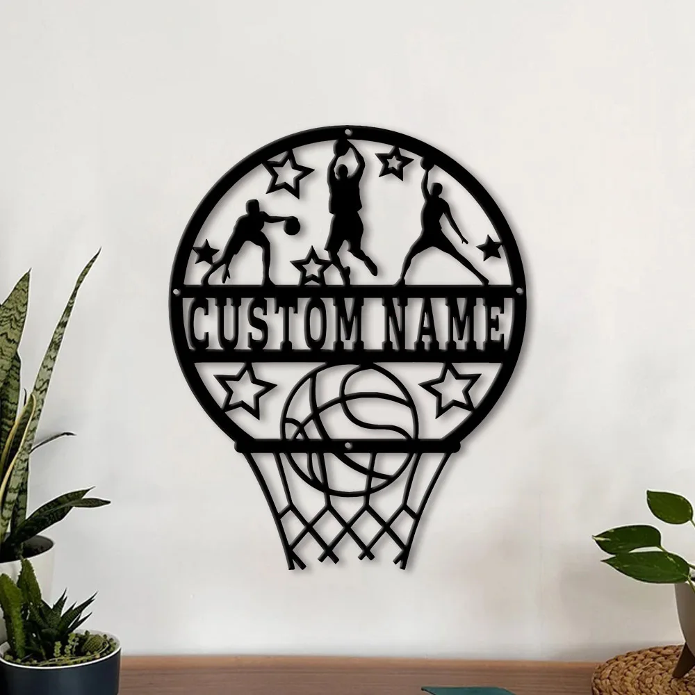 Customizable Iron Basketball Decorative Plaque, Personalized Wall Art Decor, Suitable for Sports Enthusiasts, Holiday Ornaments, view 2
