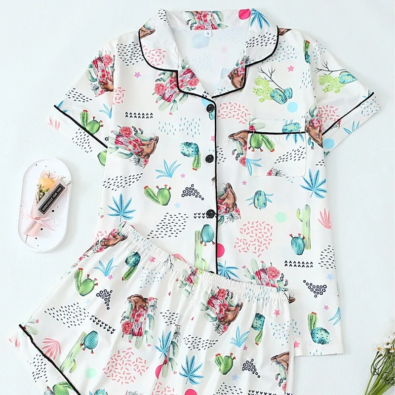 

Удобные ковбойские шорты в стиле вестерн с короткими рукавами, пижамы, комплект домашней одежды для мужчин и женщин, летний сезон, разные материалы