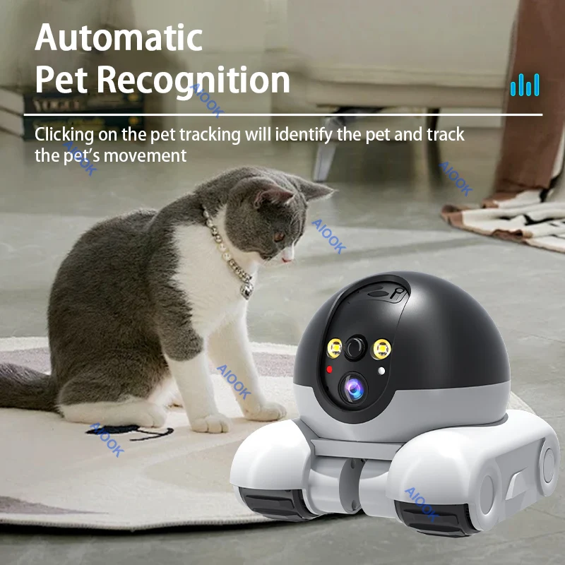 AIOOK-Caméra mobile pour animaux de compagnie, HD, 4K, WiFi, 4G, IP, CCTV, caméra de sécurité à domicile pour bébé, interphone audio bidirectionnel, vision nocturne, contrôle PIR