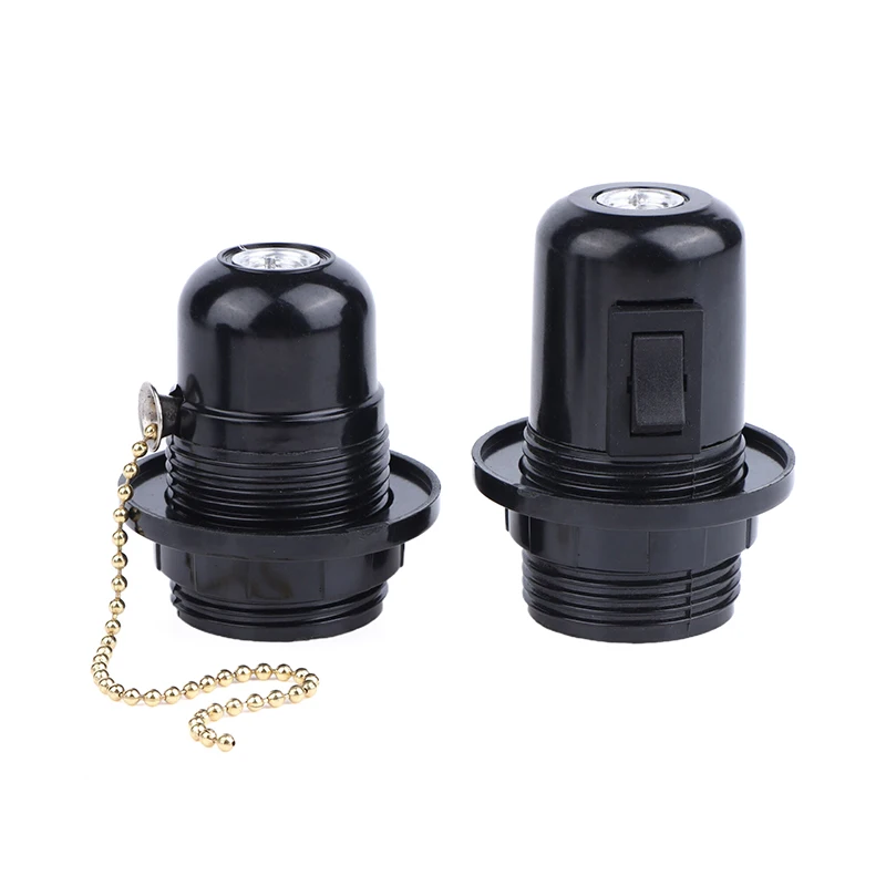 E27 Bakelite+Metal Self-locking Light Body With Zipper Switch Lamp Base E27 Full Tooth Half Tooth Lamp Holder With Push Button