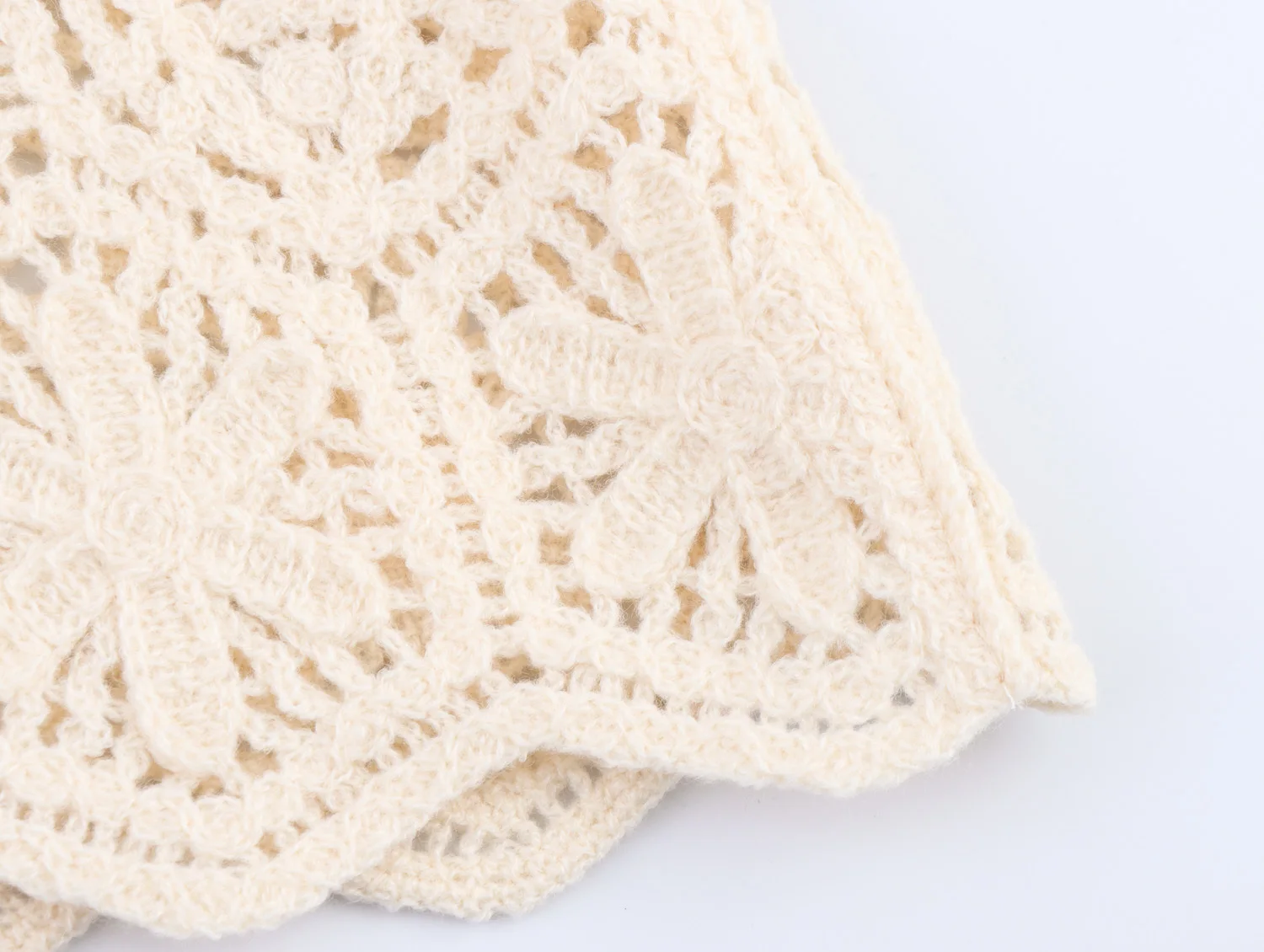 Maxdutti Autumn Minimalist Lace Crochet Shirt Top French Lazy Beige Elegant Knitted Cardigan Jacket Women Tops 6