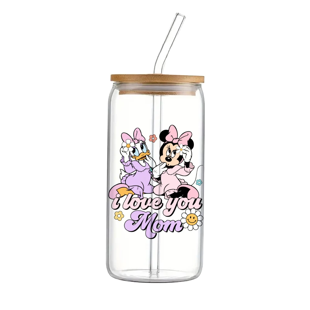 

Disney Mickey Mouse Mama For Libbey 16oz Can Glass 3D Waterproof UV DTF Coffee Can Wrap Libbey Glass Wrap 11x11cm