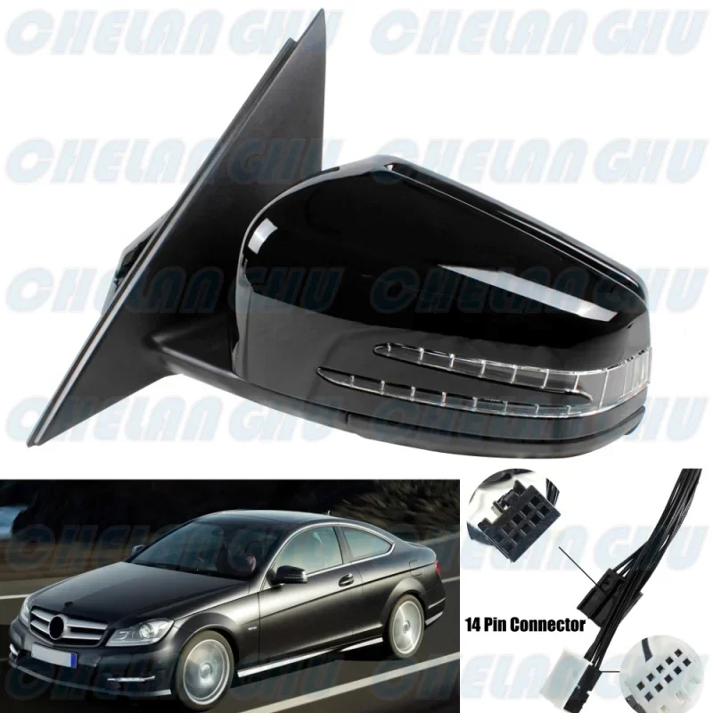 

For Benz W204 C180 C200 C300 2008 2009 2010 2011 2012 2013 Left Side 14 pins Black Painted Memory Auto Fold mirror assembly